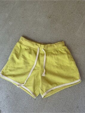 Urban Outfitters Yellow Terry Lounge Shorts with White Trim